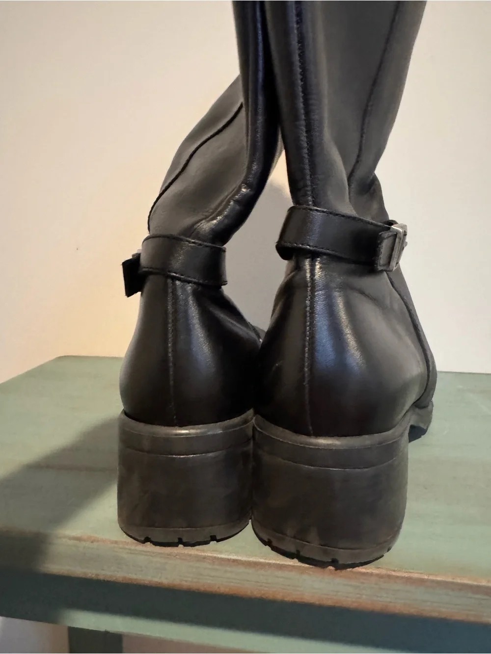 Women's Black Faux-Fur Trim Mid-Calf Winter Boots